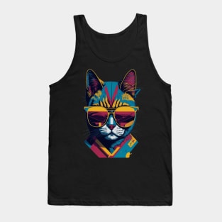 Vintage Vibes and Feline Flair Retro Cool Cat Tank Top